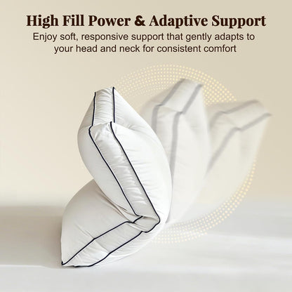 goose feather and down pillows queen size set, side view