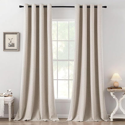 MIULEE 100% Blackout Linen Textured Curtains by MIULEE