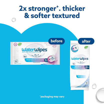 waterwipes sensitive whole body cleansing wipes, 99.9% purified shown in use