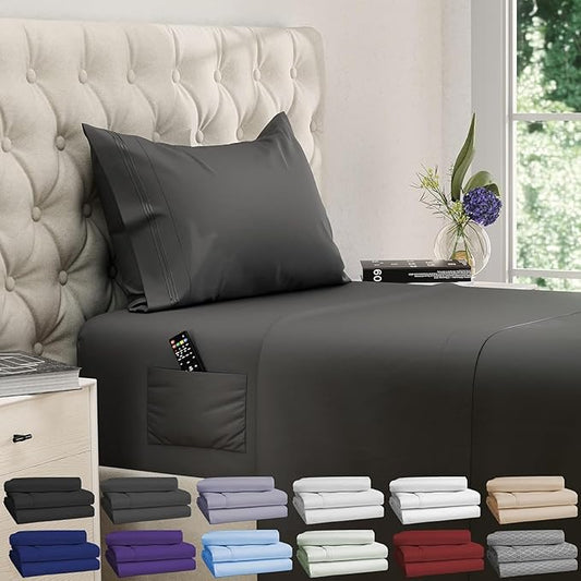 DREAMCARE Twin XL Sheet Sets – 3pcs Cooling Sheets – up to 15” Deep Pocket Twin by DREAMCARE