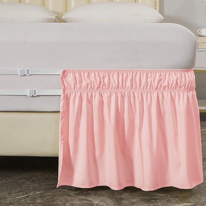 MEILA Wrap Around Bed Skirt Three Fabric Sides Elastic Dust Ruffled 14 Inch - Image 6