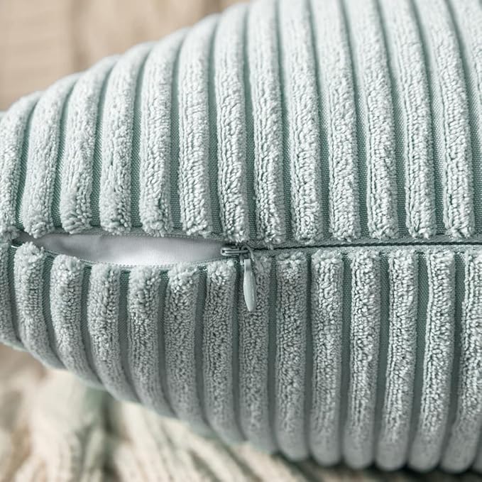 MIULEE Pack of 2 Corduroy Pillow Covers Soft Soild Striped Throw Pillow Covers - Image 3