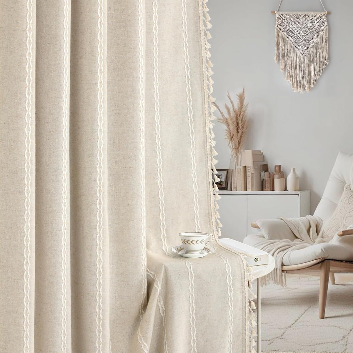 boho 100% blackout curtains 84 inch 2 panels, view 9