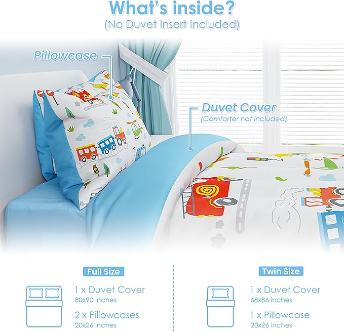 SANDJEST Transportation Duvet Cover Sets Twin Size - Image 2