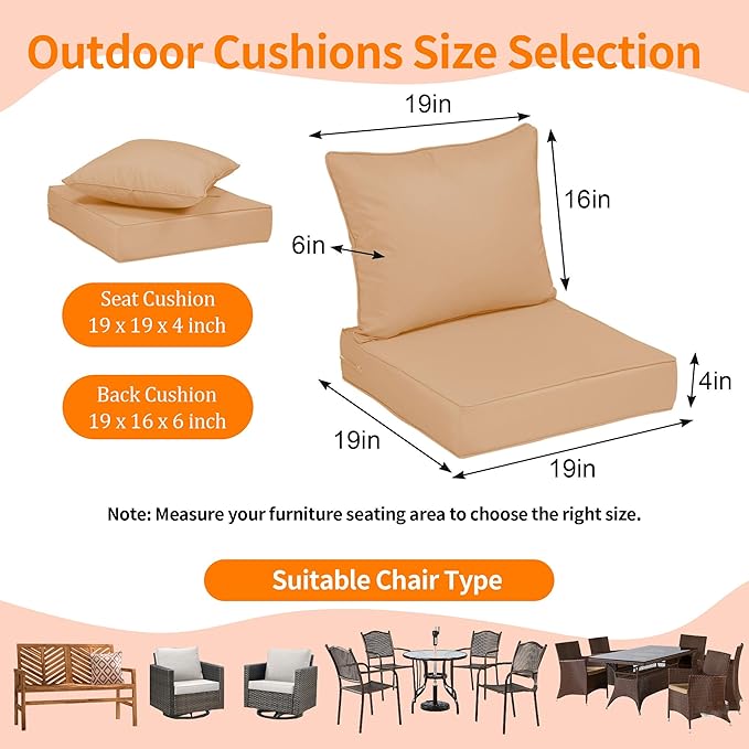 Outdoor Deep Seat Cushions 19x19'' - Image 2