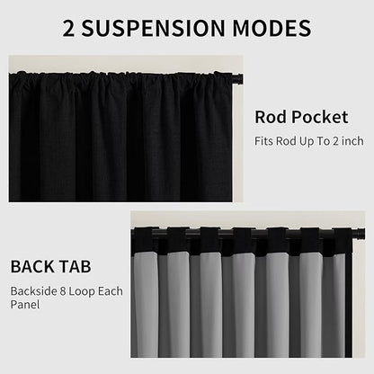 CUCRAF Custom Linen 100% Total Blackout Curtains, Light Blocking Drapes Thermal - Image 3