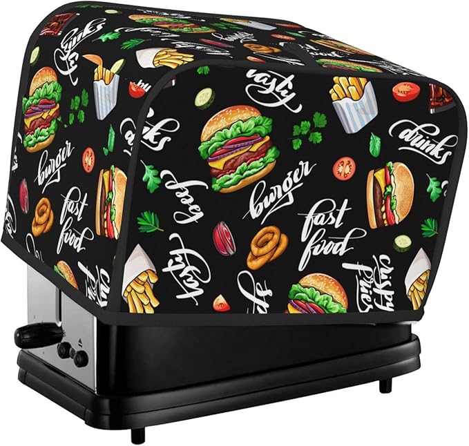 Funny Hamburger Fast Food 2 Slice Toaster Cover, Waterproof Toaster Dust Cover by Unknown