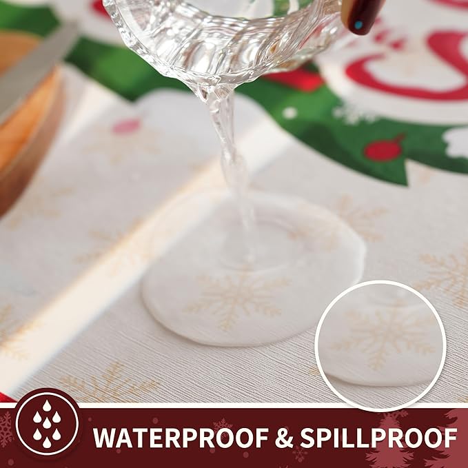 Christmas Rectangle Table Cloth, 100% Waterproof Tablecloth, Christmas - Image 2