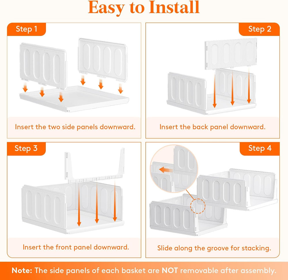 Lifewit 6 Pack Stacking Closet Organizers Shelf for Clothes 14" Depth
