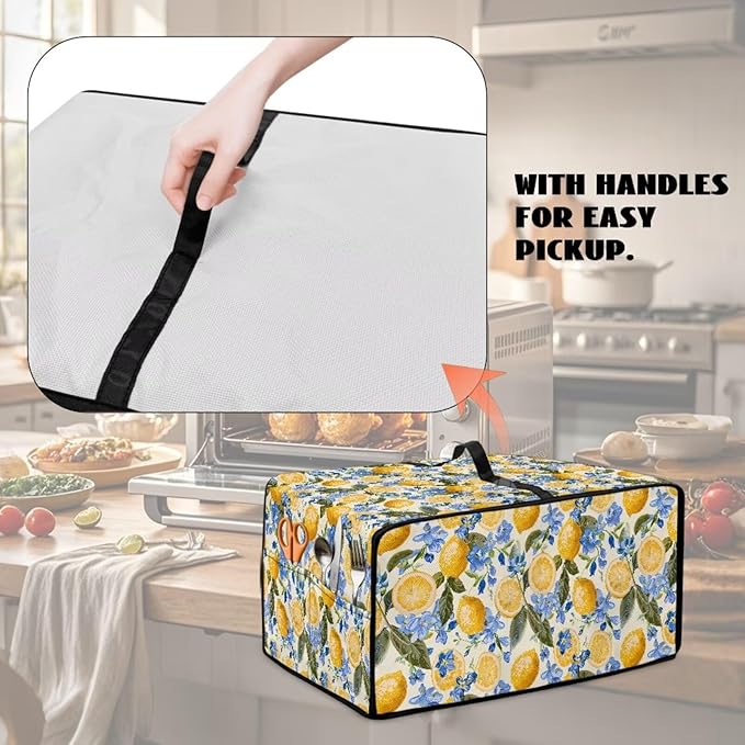 Waterproof Dust-Proof Microwave Oven Grill Cover Protector Lemon Floral Leaf - Image 5