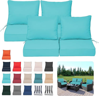 Deep Seat Outdoor Cushions Set of 4, UV&Fade Resistant Deep Seat Patio Cushions by Vulacko