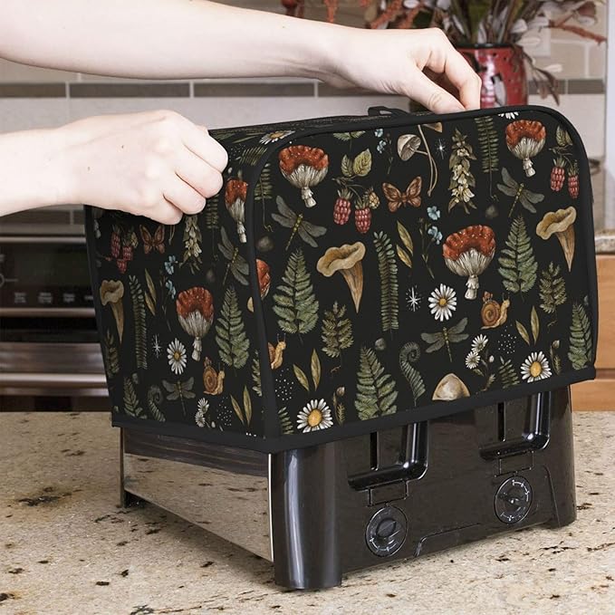 Vintage Witch Leaves Plant Mushroom 2 Slice Toaster Cover, Waterproof Toaster - Image 2