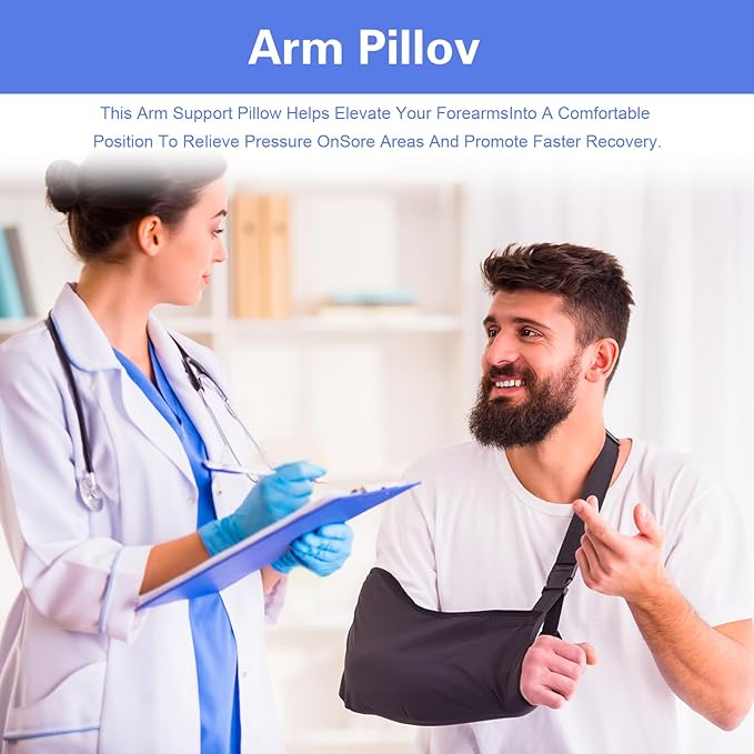 Gray Arm Elevation Pillow with 2 Pockets, Soft Ergonomic Support Pillow - Image 7