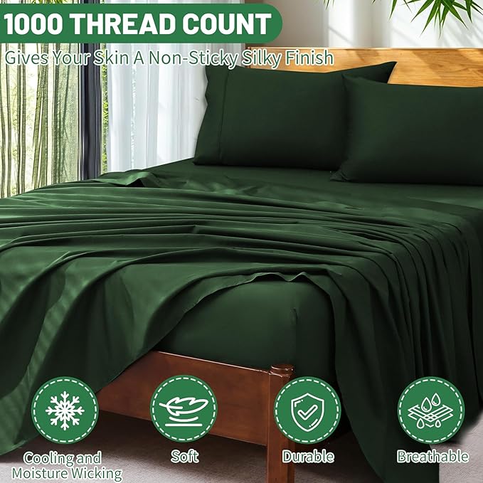 Extra Deep Pocket King Sheets 18-24 Inch 100% Egyptian Cotton 1000 Thread Count - Image 3
