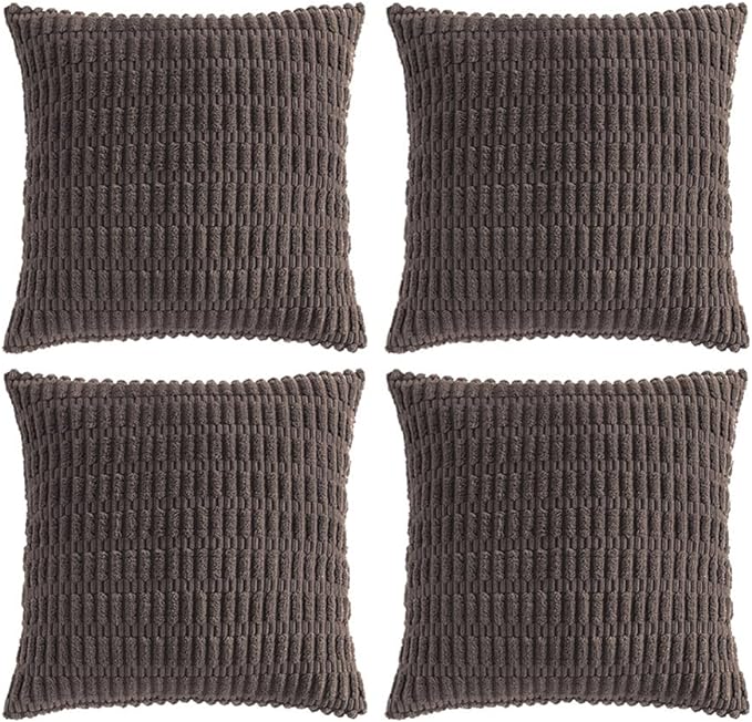 Fancy Homi 4 Packs Boho Dark Brown Decorative Throw Pillow Covers 16x16 Inch by Fancy+Homi