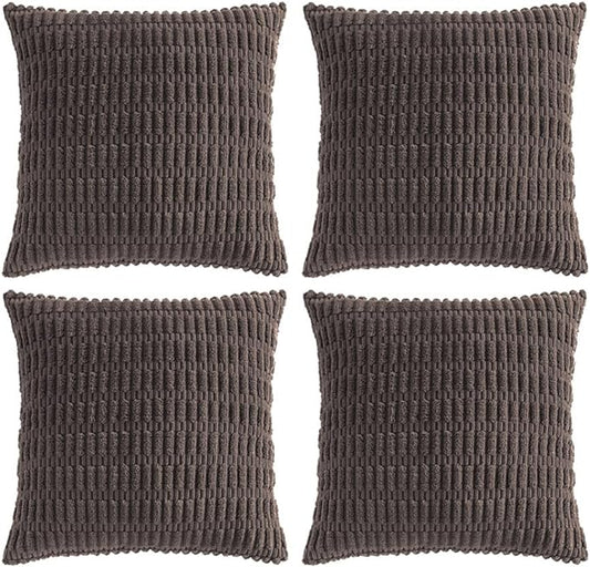 Fancy Homi 4 Packs Boho Dark Brown Decorative Throw Pillow Covers 16x16 Inch by Fancy+Homi