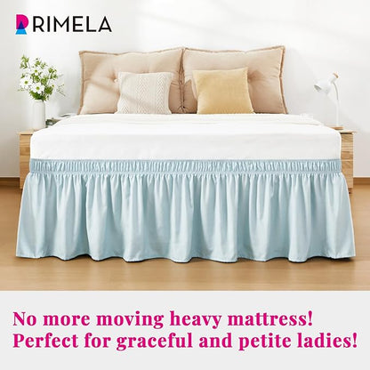 RIMELA Grayish Blue Bed Skirt Queen Size 18 Inch Drop, Wrap Around Elastic - Image 3