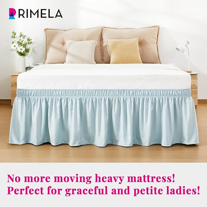 RIMELA Grayish Blue Bed Skirt King Size 18 Inch Drop, Wrap Around Elastic - Image 3