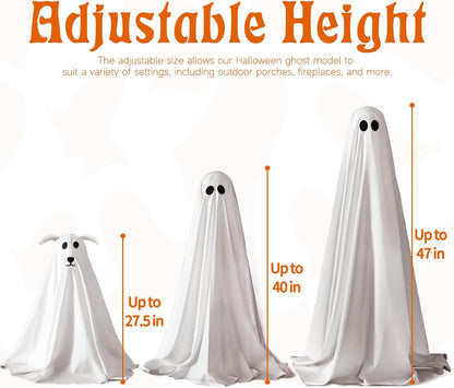 Halloween Decorations Outdoor - 3 Pack Lighted Spooky Ghost Decorations