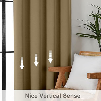 Gwine Taupe Blackout Curtains for Bedroom 45 Inch Length, Room Darkening Window - Image 4