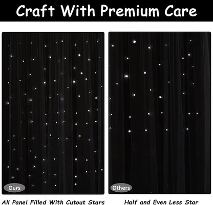 Kinryb Black Star Cutout Blackout 84 Inches Curtains Double Layer - Image 6