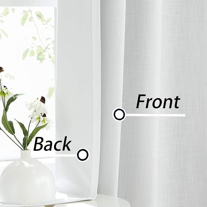 White Solid Full Blackout Window Curtains - Image 2