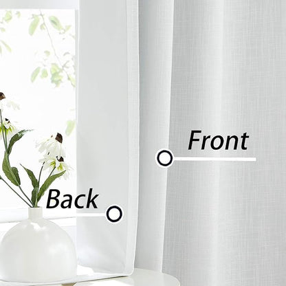 White Solid Full Blackout Window Curtains - Image 2
