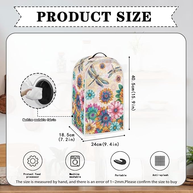 Boho Mandala Floral Blender Cover Washable Kitchen Toaster Cover Dragonfly - Image 4