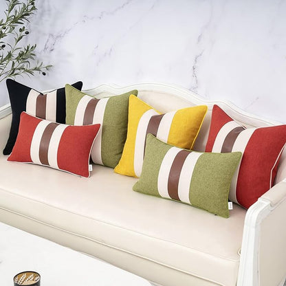 Yangest Patchwork Pillow Cover 12x20 Inch Luxury Cotton and Linen Cushion Cover - Image 6