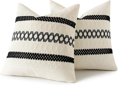 MIULEE Set of 2 Black Boho Decorative Pillow Covers 20x20 Inch Farmhouse Rustic - Image 8