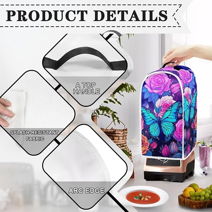 Rose Butterfly Kitchen Blender Dust Cover Anti Fingerprint Polyester Food - Image 3