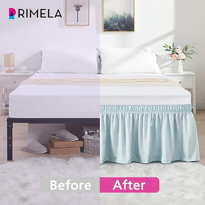 RIMELA Grayish Blue Bed Skirt Queen Size 18 Inch Drop, Wrap Around Elastic - Image 5