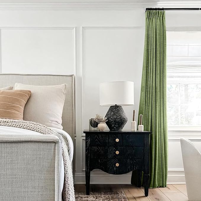TWOPAGES 100 W x 84 L inch Pinch Pleated Curtain Room Darkening Linen Drapery - Image 2