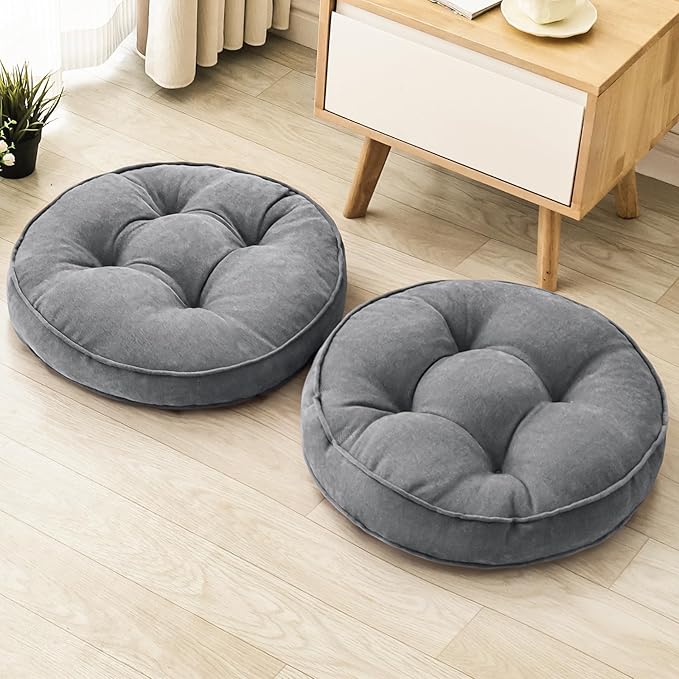 Floor Pillow Set of 2, Memory Foam Floor Cushions by 1MIDDLEONE