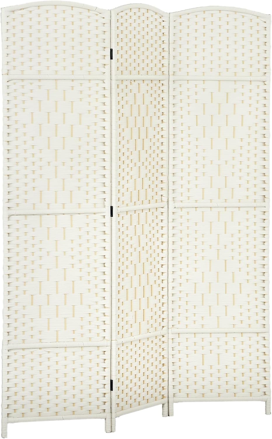 HOMCOM 3 Panel Room Divider 6 Ft Privacy Screen Hand-Woven White