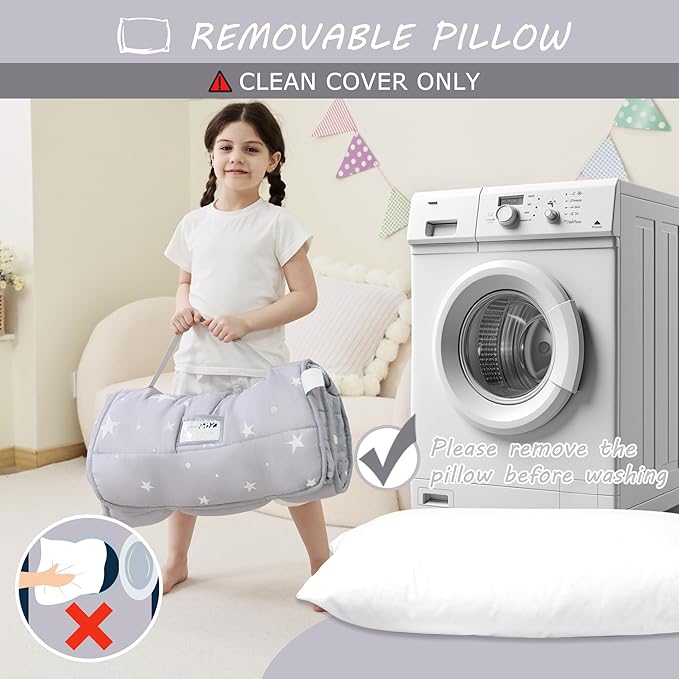 Toddler Nap Mat with Pillow and Blanket, Extra Large Rolled Napping Mats - Image 7
