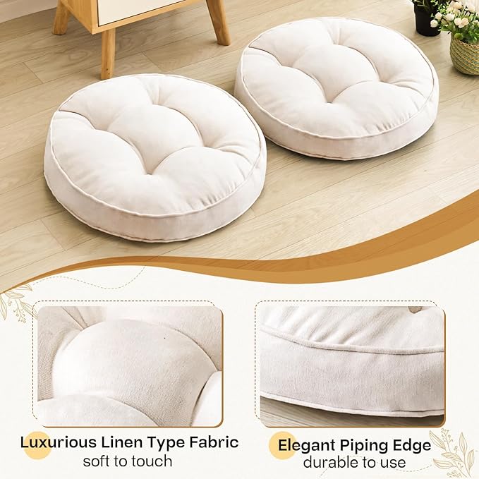 Floor Pillow Set of 2, Memory Foam Floor Cushions - Image 3