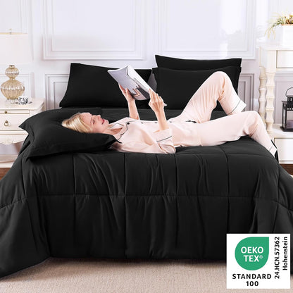 cozylux full size comforter sets, 7-piece bed in, close-up detail
