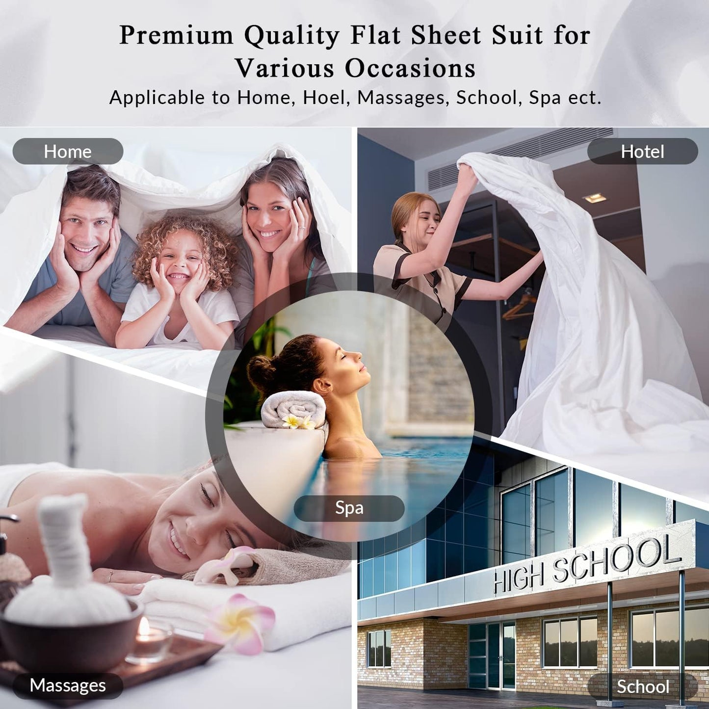 Royale Linens Queen Flat Sheet - Ultra Soft Brushed 1800 Microfiber Flat Sheets Only - Wrinkle Free & Stain Resistant - Hotel Quality Top Sheet for Bed (Queen, White)