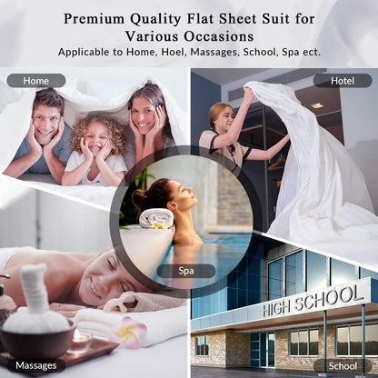 Royale Linens Queen Flat Sheet - Ultra Soft Brushed 1800 Microfiber Flat Sheets Only - Wrinkle Free & Stain Resistant - Hotel Quality Top Sheet for Bed (Queen, White)