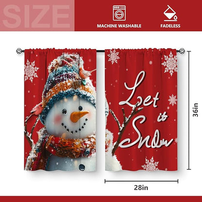 Aimego Christmas Snowman Kitchen Curtains - Image 3