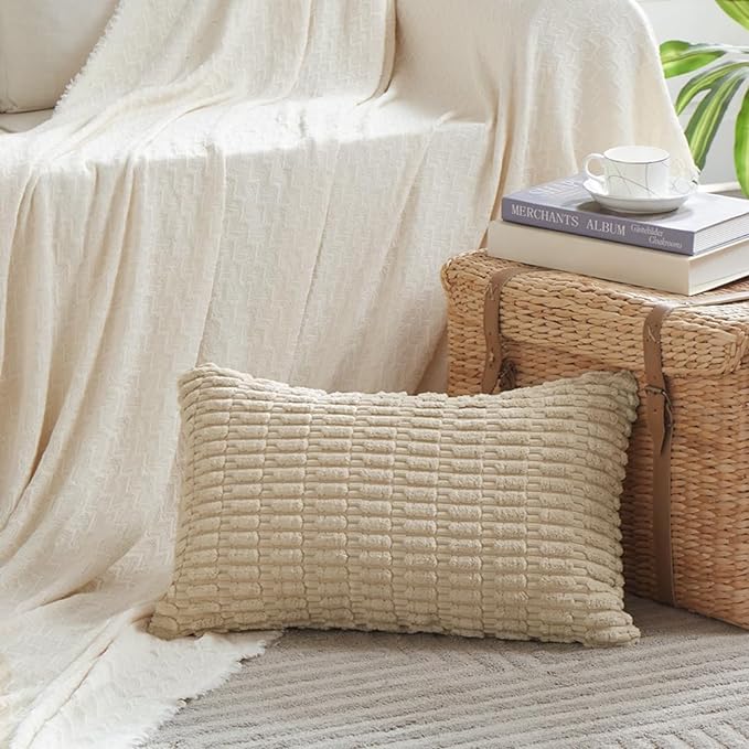 Fancy Homi 4 Packs Tan Decorative Throw Pillow Covers 12x24 Inch - Image 2