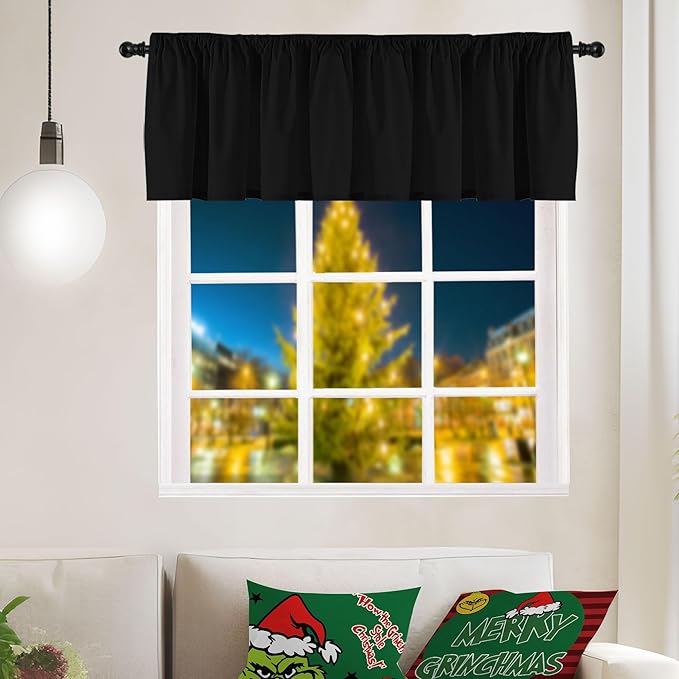 2 Panels Christmas Black Curtain Valances - Image 4