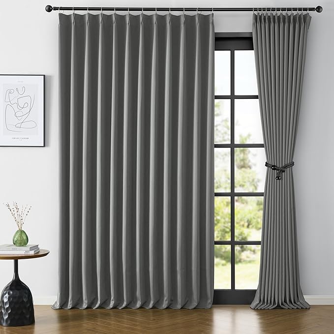KEQIAOSUOCAI Grey Sliding Glass Door Curtains 2 Panels, 80 Inch Wide Patio Door by KEQIAOSUOCAI