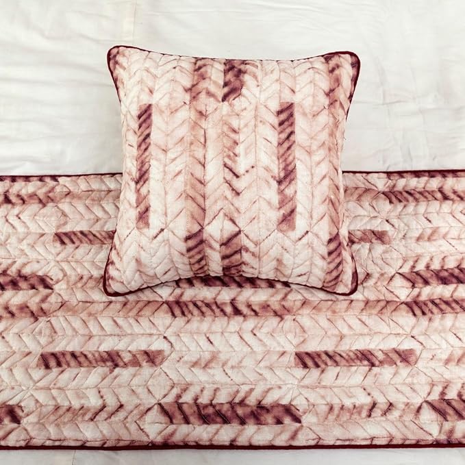 The HomeCentric King/Queen/Twin Maroon & Ivory Decorative King 90"x18" Bed - Image 2