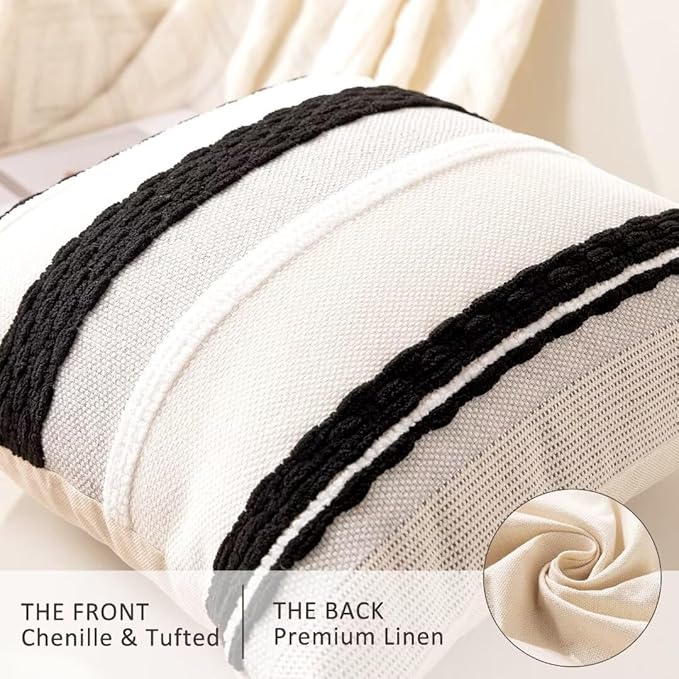 Boho Throw Pillow Covers 18x18 Set of 2 Farmhouse Decorative Cushion Case - Image 2