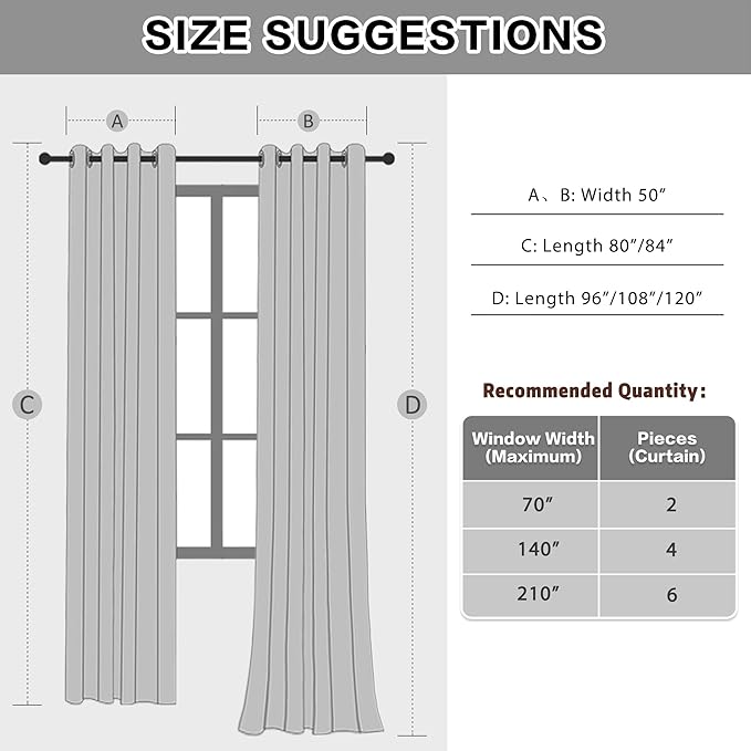 Soundproof 3-in-1 100% Blackout Room Divider Energy Saving Grommet Curtains - Image 4