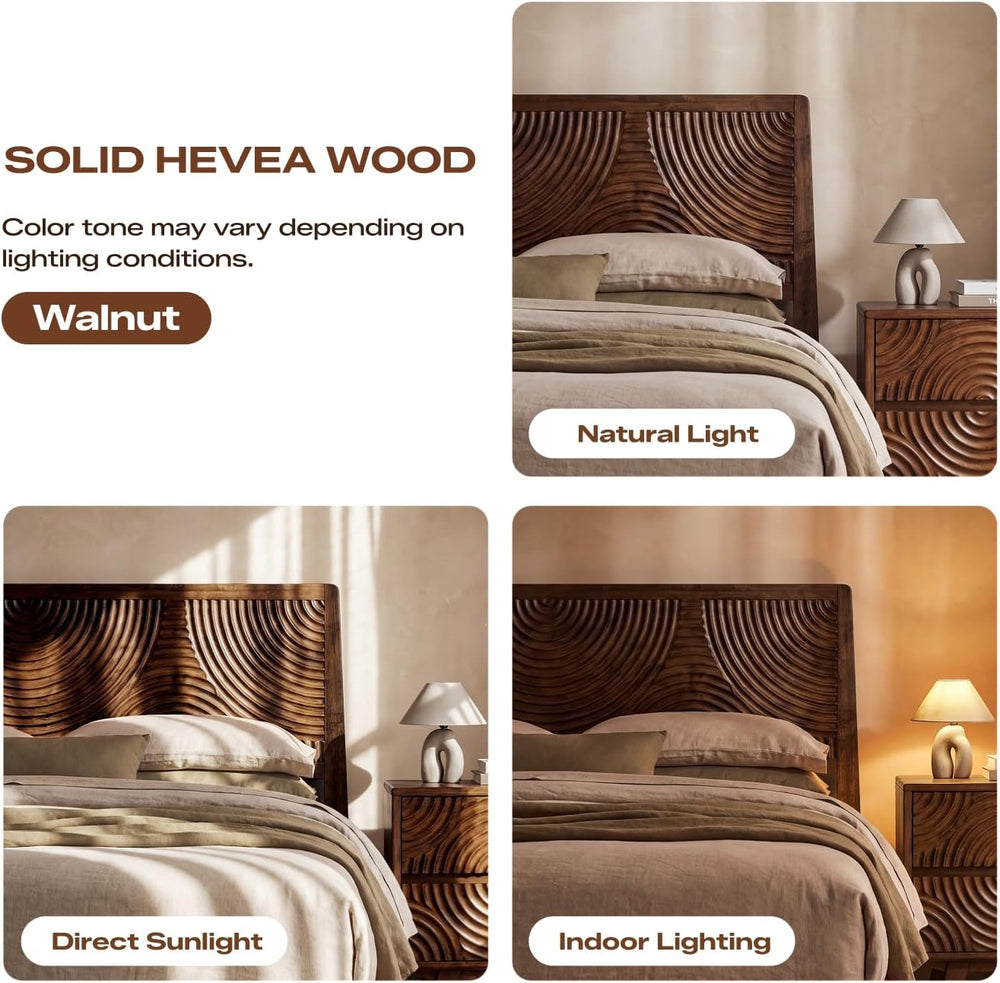 Acacia Harmony King Solid Wood Platform Bed Frame, No Box Spring, Walnut
