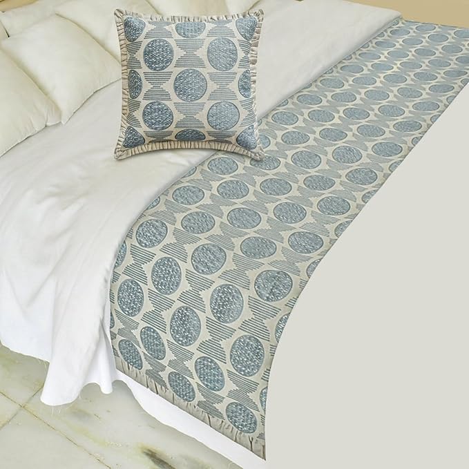 The HomeCentric King/Queen/Twin Blue Decorative Bed Runner Twin 53"x18" Bed by TheHomeCentric