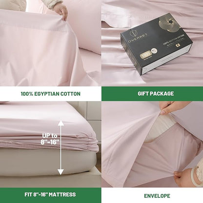 100% Egyptian Cotton Sheets Cal King Sheet Set 1000 Thread Count Sateen Weave - Image 4